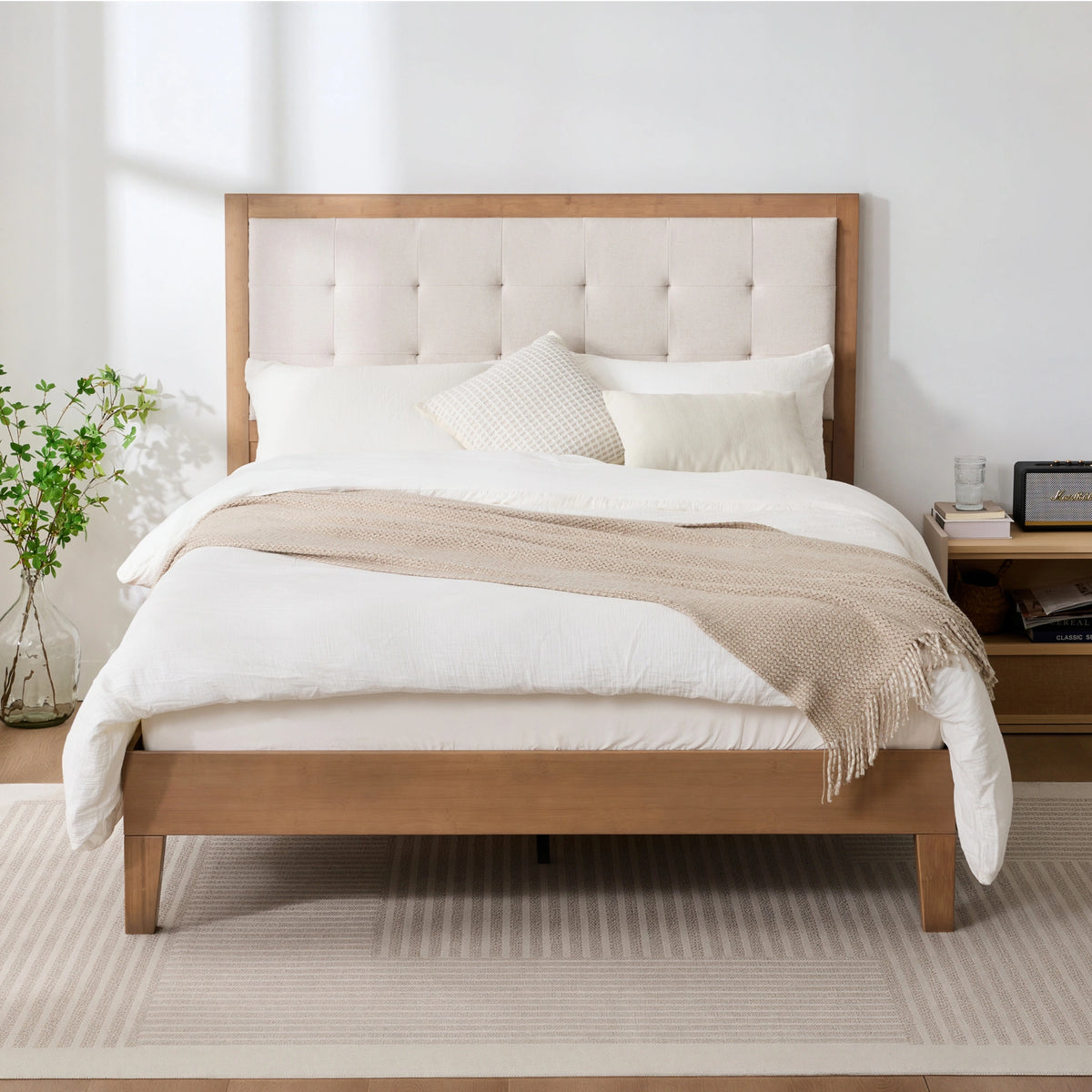 Bamboo Upholstered Bed Frame