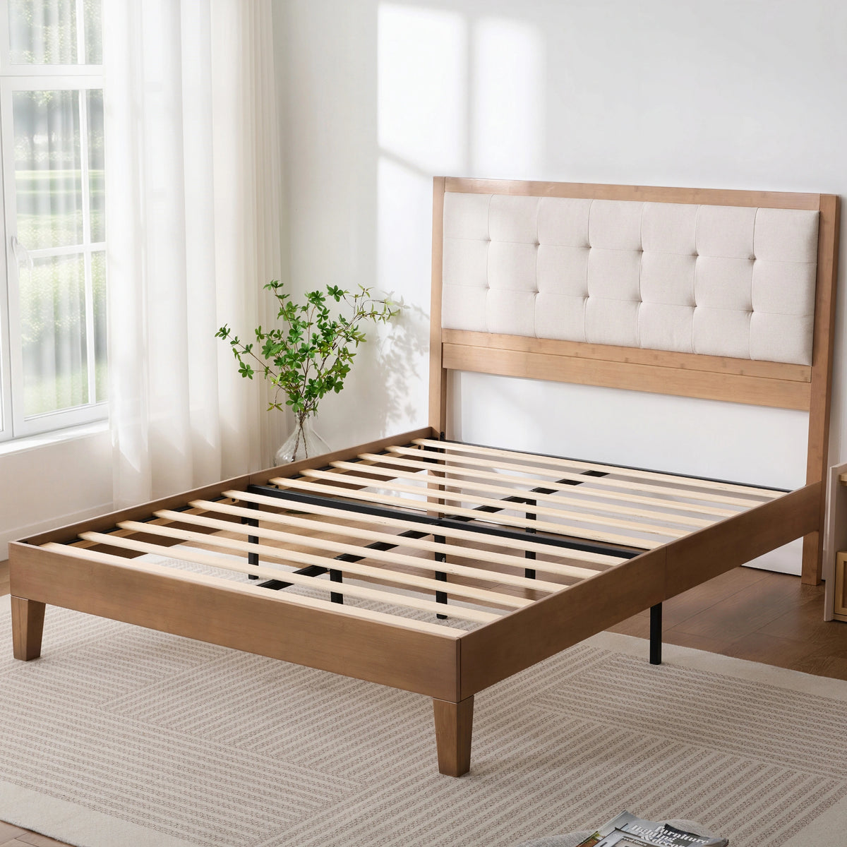Bamboo Upholstered Bed Frame